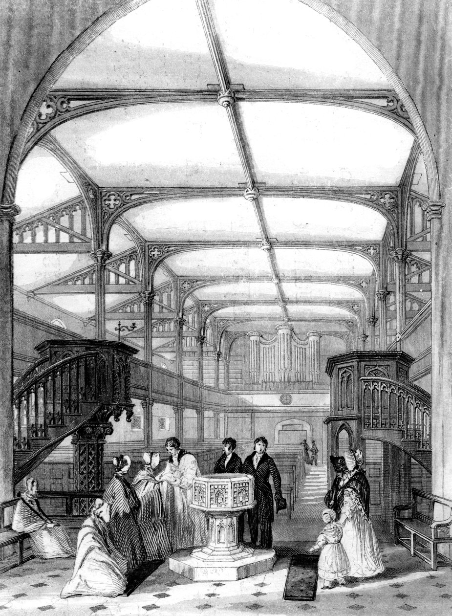 Choir of St Martins Church, Dorking, Surrey, 1800-tallet. av M. J. Starling