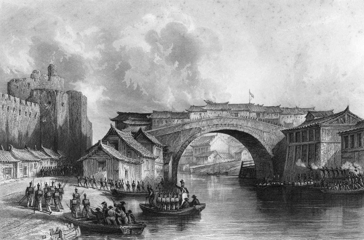Vestporten til Ching-keang-foo Zhenjiang, Kina, 21. juli 1842 c1857. av M. J. Starling