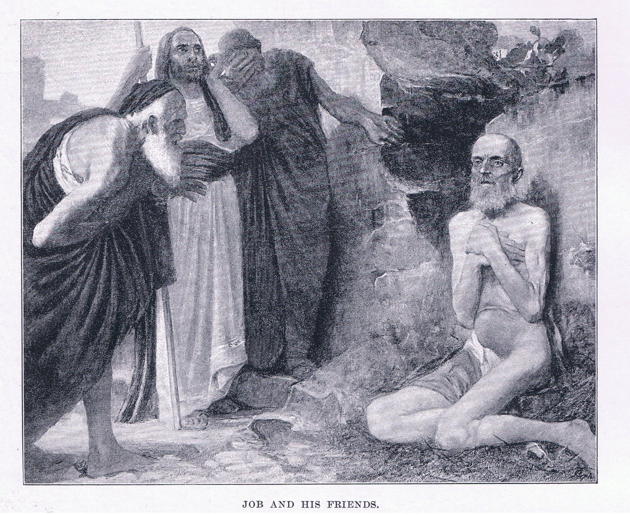 Job og vennene hans, fra The Magazine of Art 1893, Cassell and Company av M. Lavergne