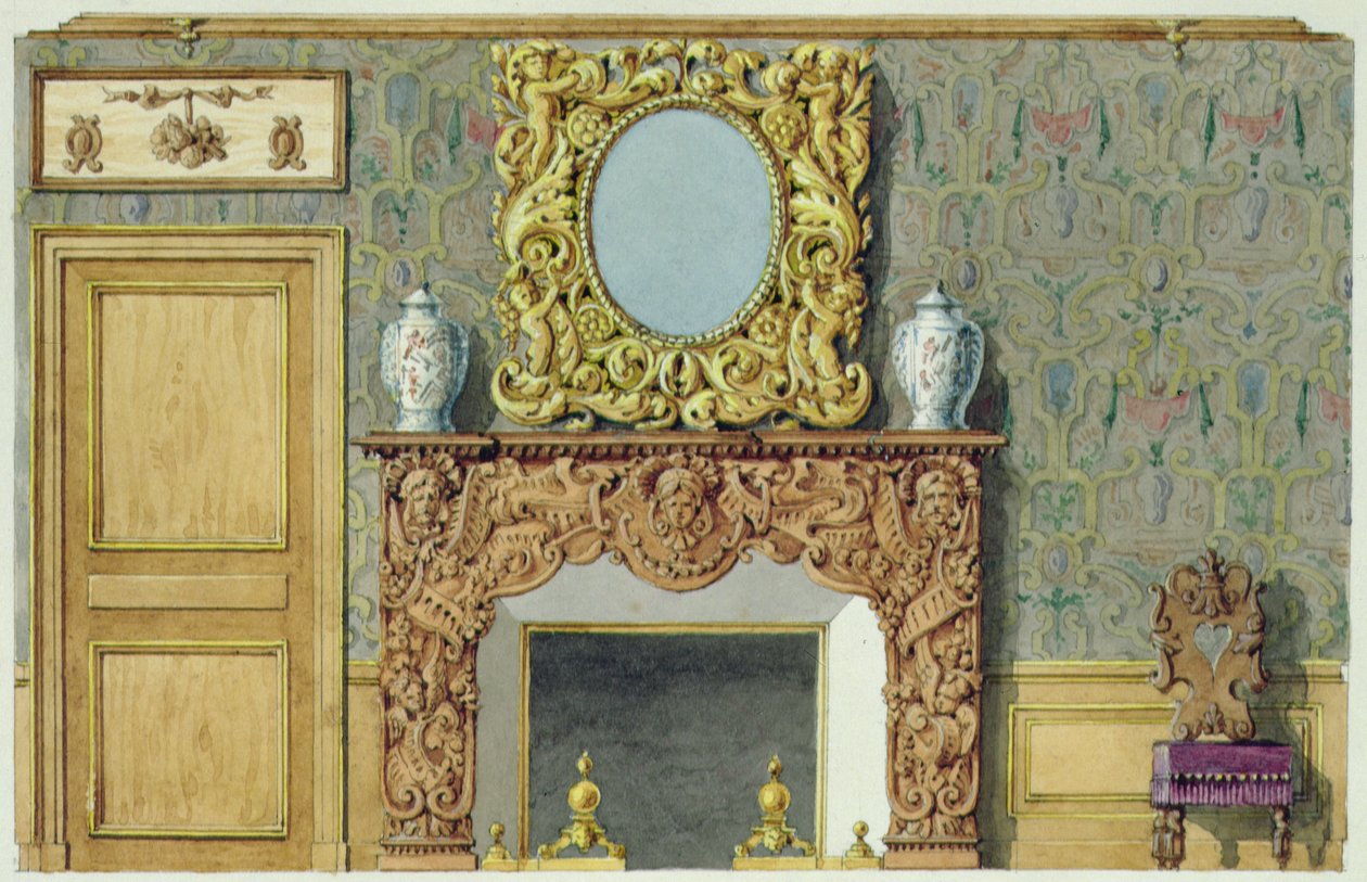 Skorstein i spisestuen på rue Fortune, hus kjøpt av Balzac i 1847 av M. Santi