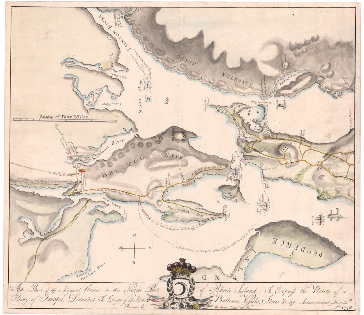 A Plan of Rhode Island av Seix (manuskript) av M. Seix