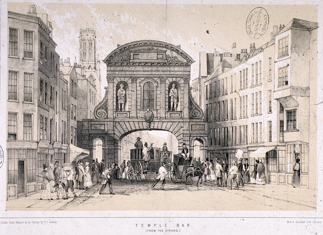 Temple Bar, London, c1845 av M and N Hanhart