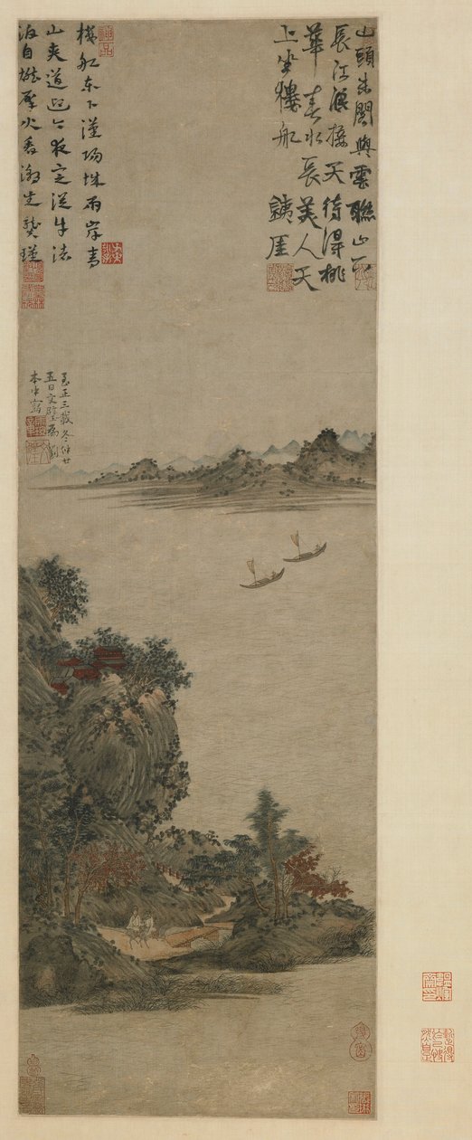 Vårlandskap, Yuan til Ming-dynastiet, 1343, eller senere (blekk og farge på papir) av Ma Wan