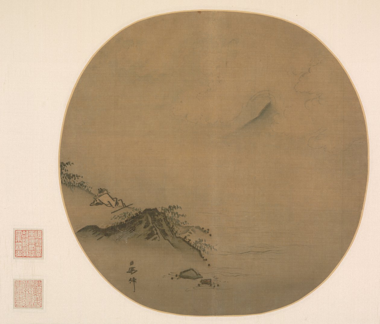 Forsker tilbakelent og ser på stigende skyer, dikt av Wang Wei, 1225-75. av Ma Lin
