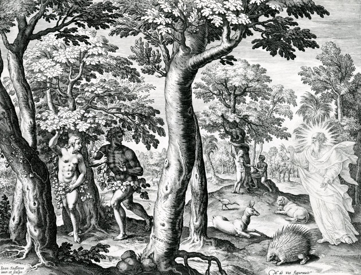Adam og Eva gjemmer seg for Herren, plate 3 av 