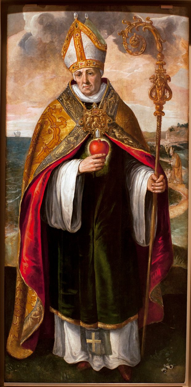 Augustin av Hippo - Saint Augustine (Augustin av Hippo, 354-430) Maleri av Maaerten de Vos (Martin de Vos, Marten de Vos) (1532-1603), olje på tre av Maarten de Vos