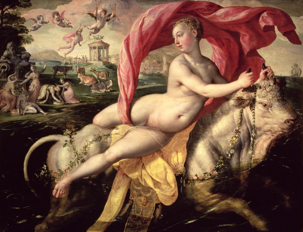 The Rape of Europa, ca. 1590 (olje på eikepanel) av Maarten de Vos