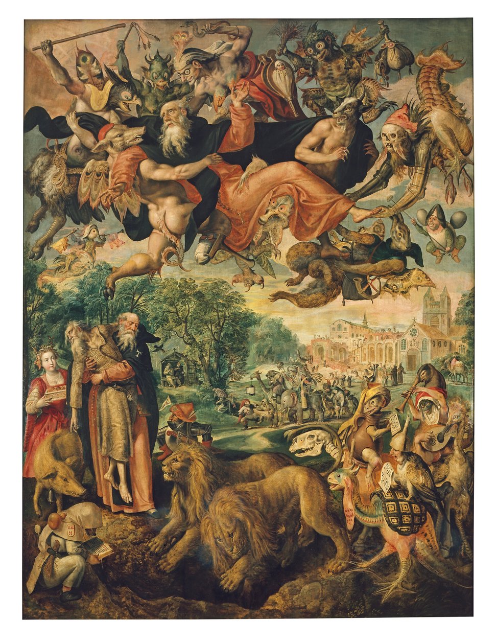 The Temptation of Saint Antonio (olje på panel) av Maarten de Vos