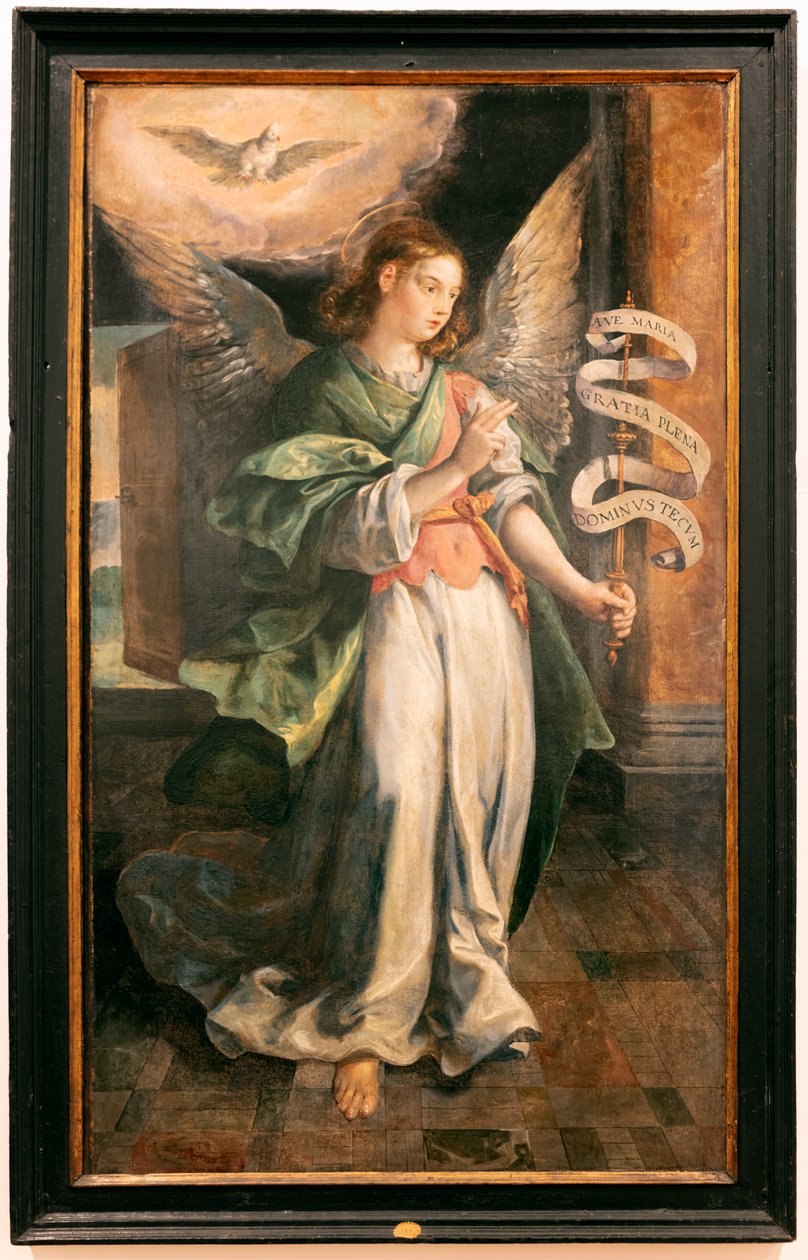 Bebudelsens engel (L'ange de l'annonciation) (olje på tre) av Maarten de Vos