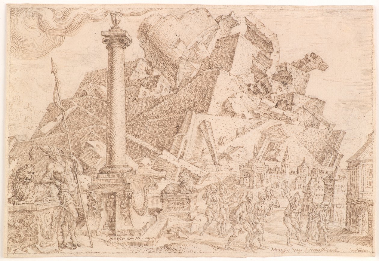 Ødeleggelsen av Babelstårnet av Maarten van Heemskerck
