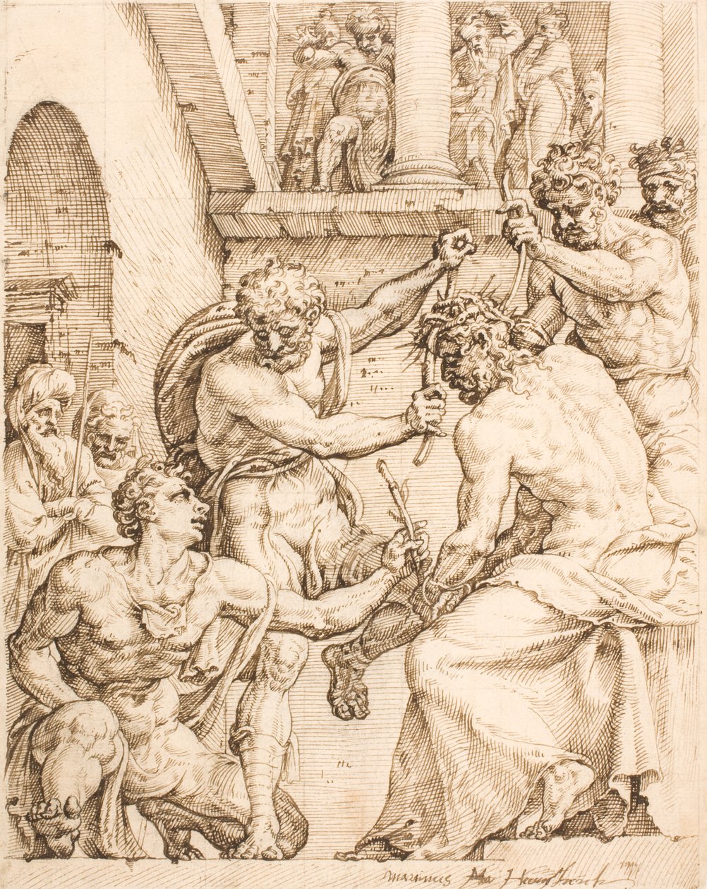 Kristus som kroner med torner av Maarten van Heemskerck