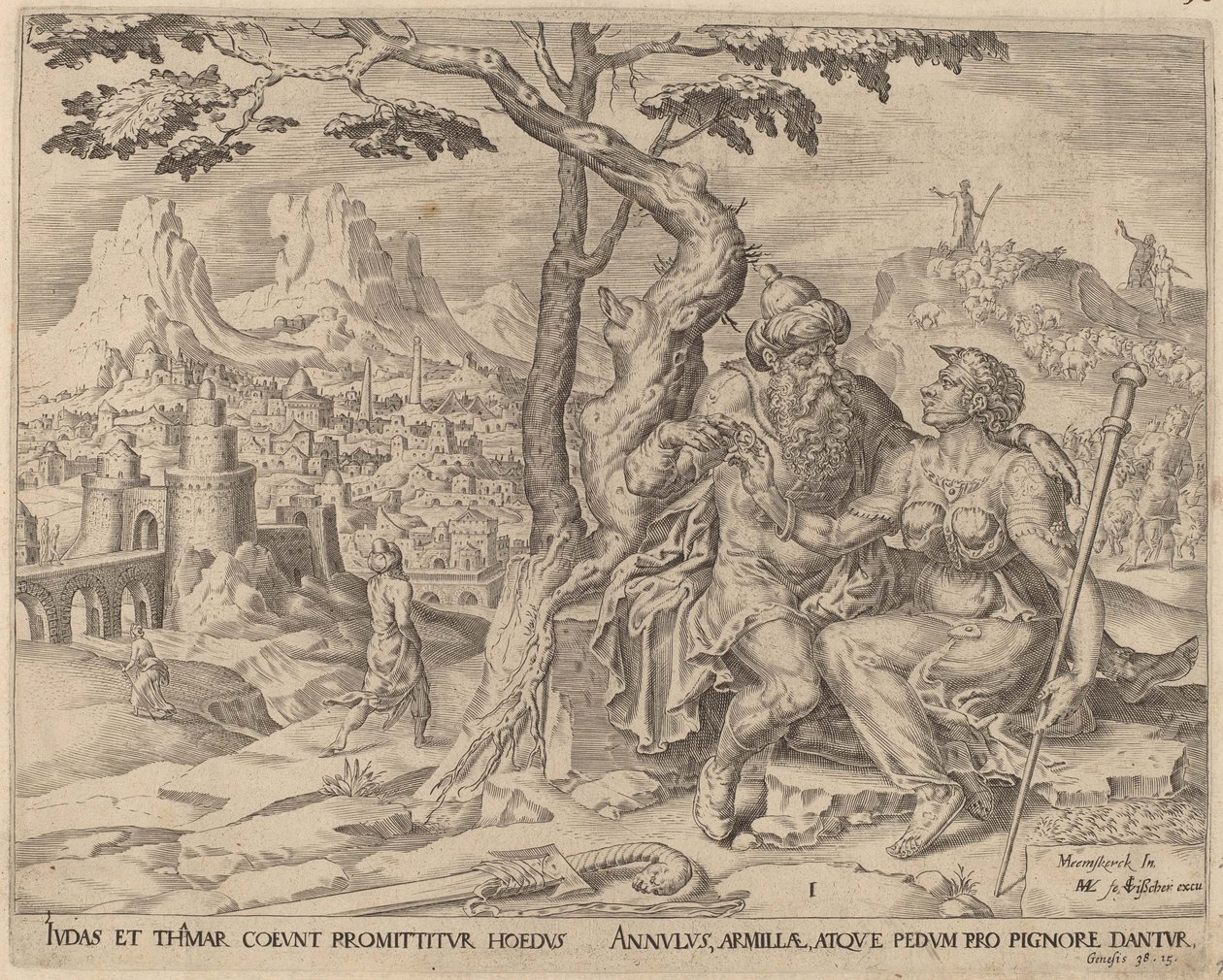 Juda gir Tamar pantet, ca. 1566 av Maarten van Heemskerck