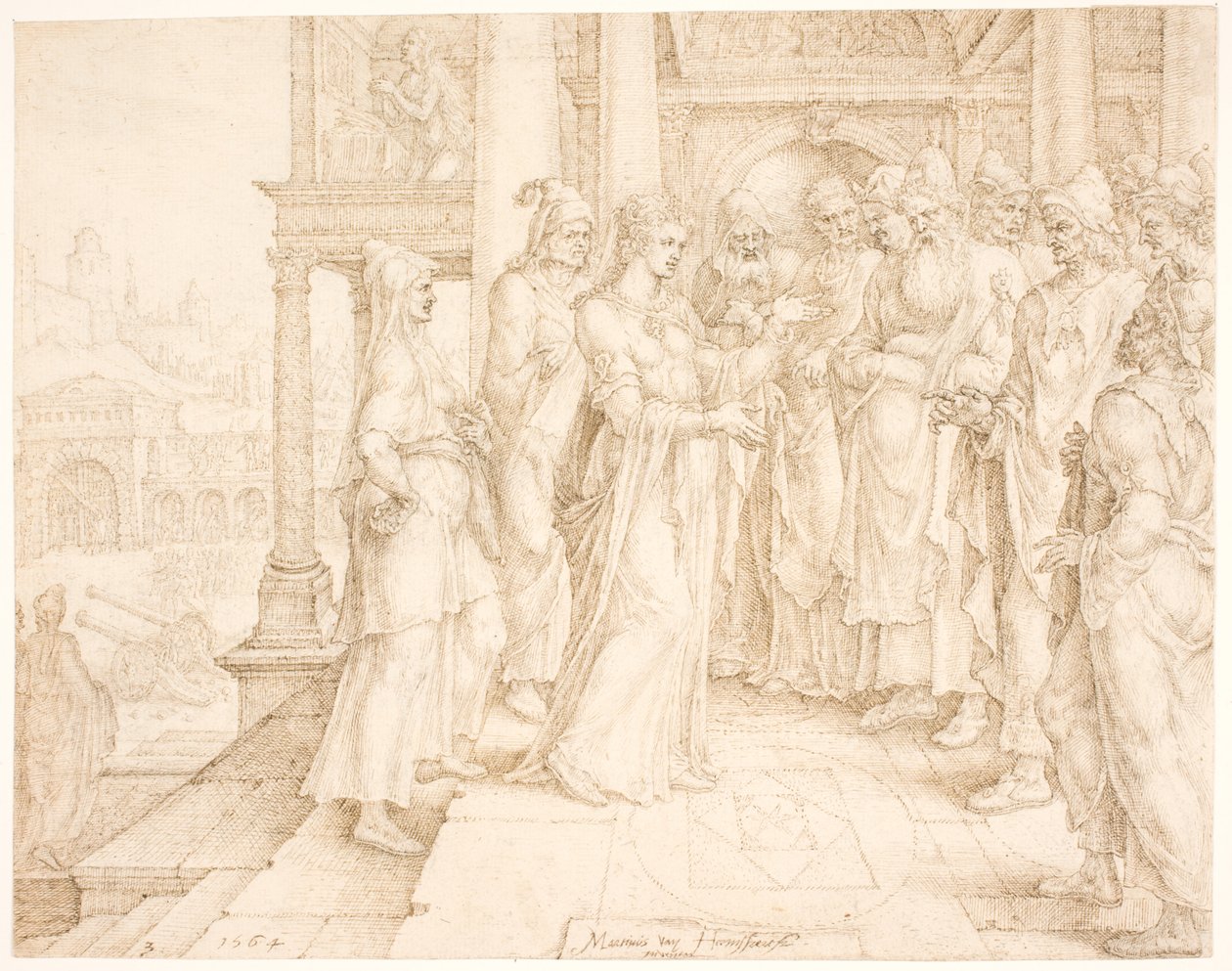 Judith henvender seg til de gamle i Bethulia av Maarten van Heemskerck