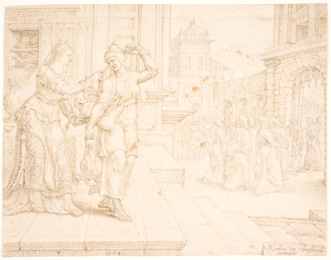 Judith forbereder seg på å dra til fiendens leir av Maarten van Heemskerck