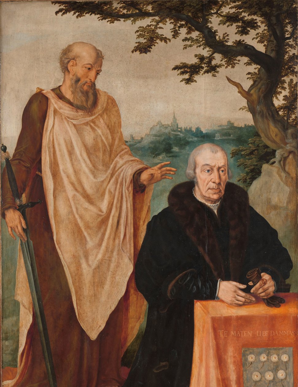 Sibylla Erythrea Venstre ving av en triptyk: Donor Matelief Dammasz. og St Paul (foran) og den Erythraean Sibyll (bak) av Maarten van Heemskerck