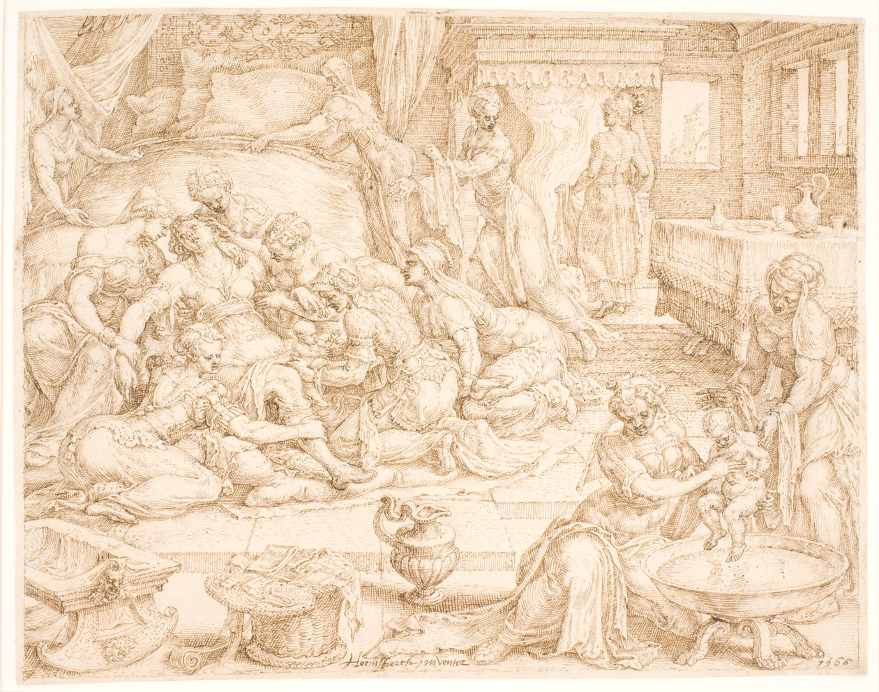 Tamar føder Farezog Jarah av Maarten van Heemskerck