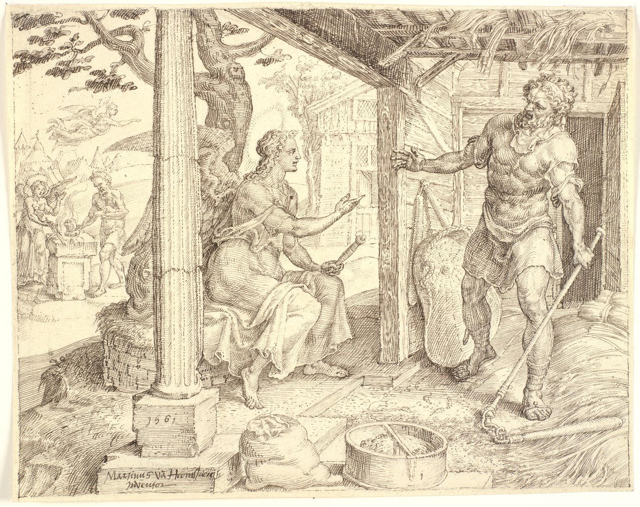 Engelen viser seg for Gideon av Maarten van Heemskerck