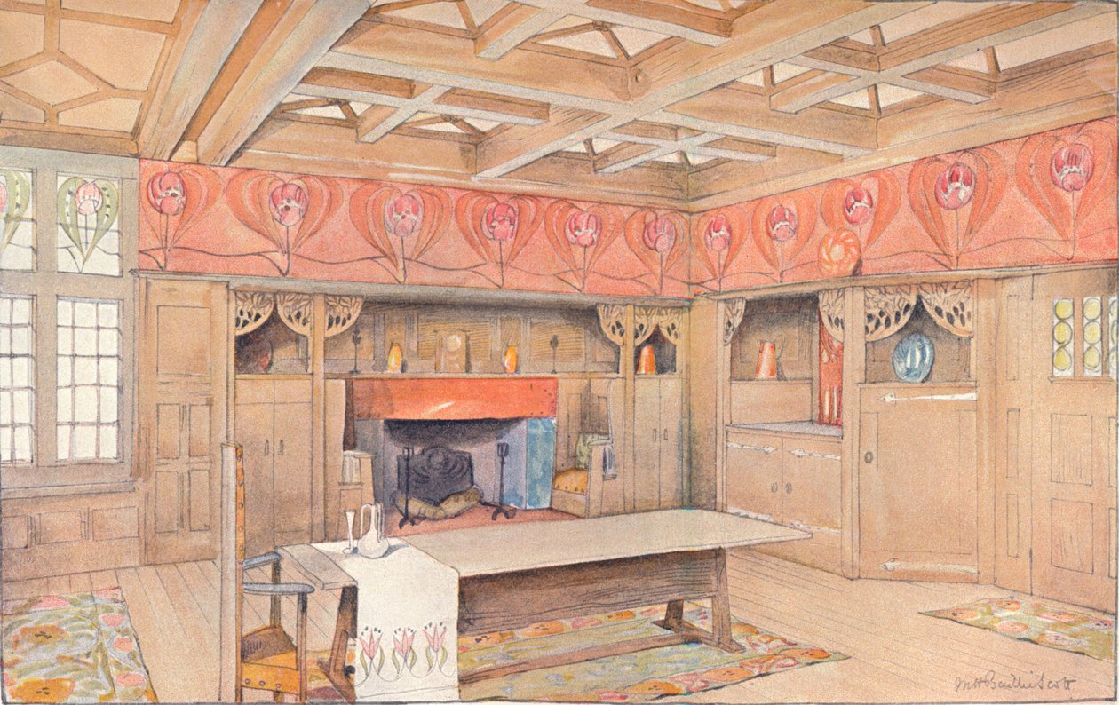 Plan for dekorasjon av en spisestue, c1900 av Mackay Hugh Baillie Scott