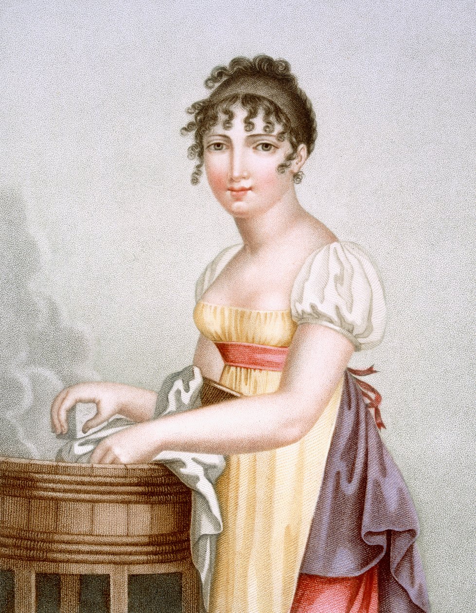 The Laundress, gravert av Augrand, ca. 1816 av Madame G. Busset Dubruste