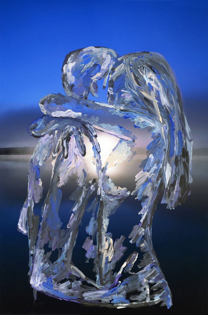 Blue Lovers, 2022 (akrylmaling på arkivpigmenttrykk) av Madeleine Gross