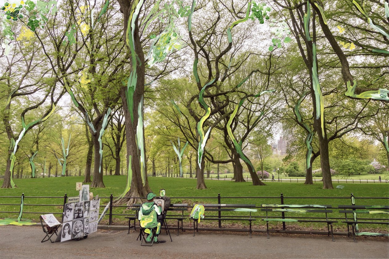 Central Park, 2019 (akrylmaling på arkivpigmenttrykk) av Madeleine Gross