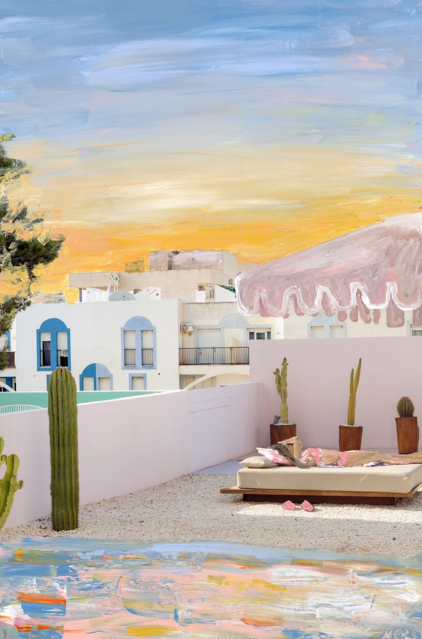 Ibiza, 2022 (akrylmaling på arkivpigmenttrykk) av Madeleine Gross