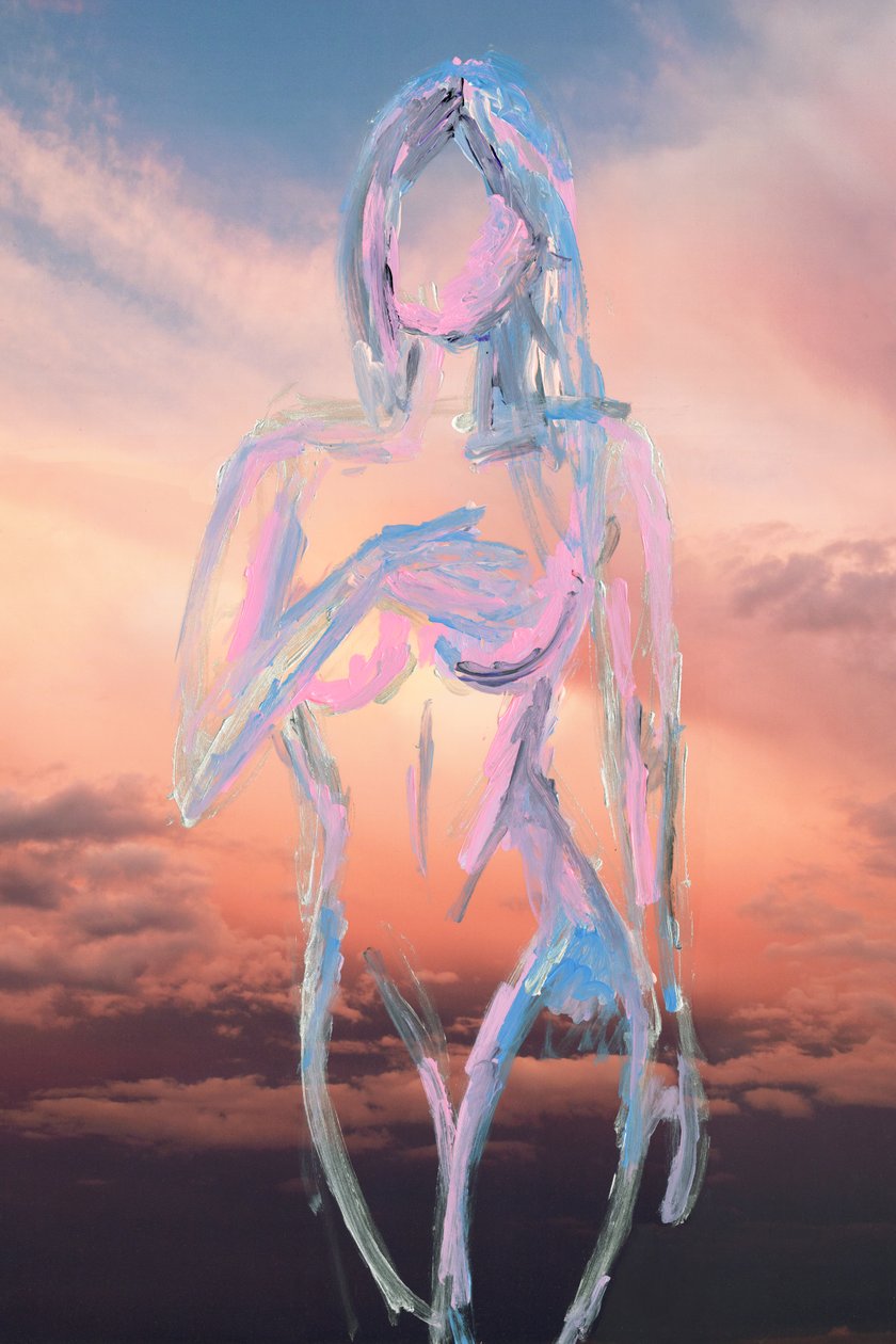 In The Clouds, 2019 (akrylmaling på arkivpigmenttrykk) av Madeleine Gross