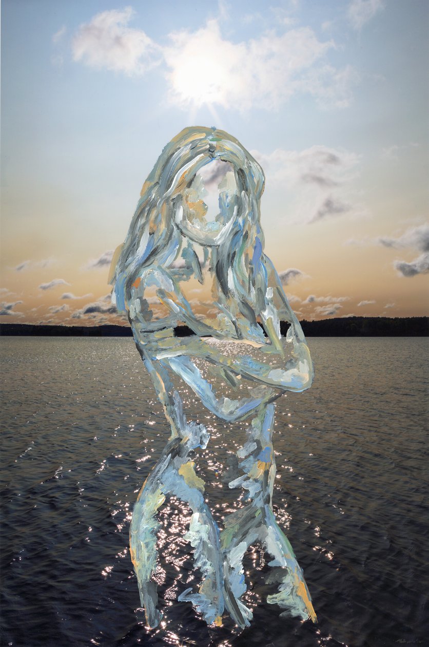 Lake Figure, 2019 (akrylmaling på arkivpigmenttrykk) av Madeleine Gross