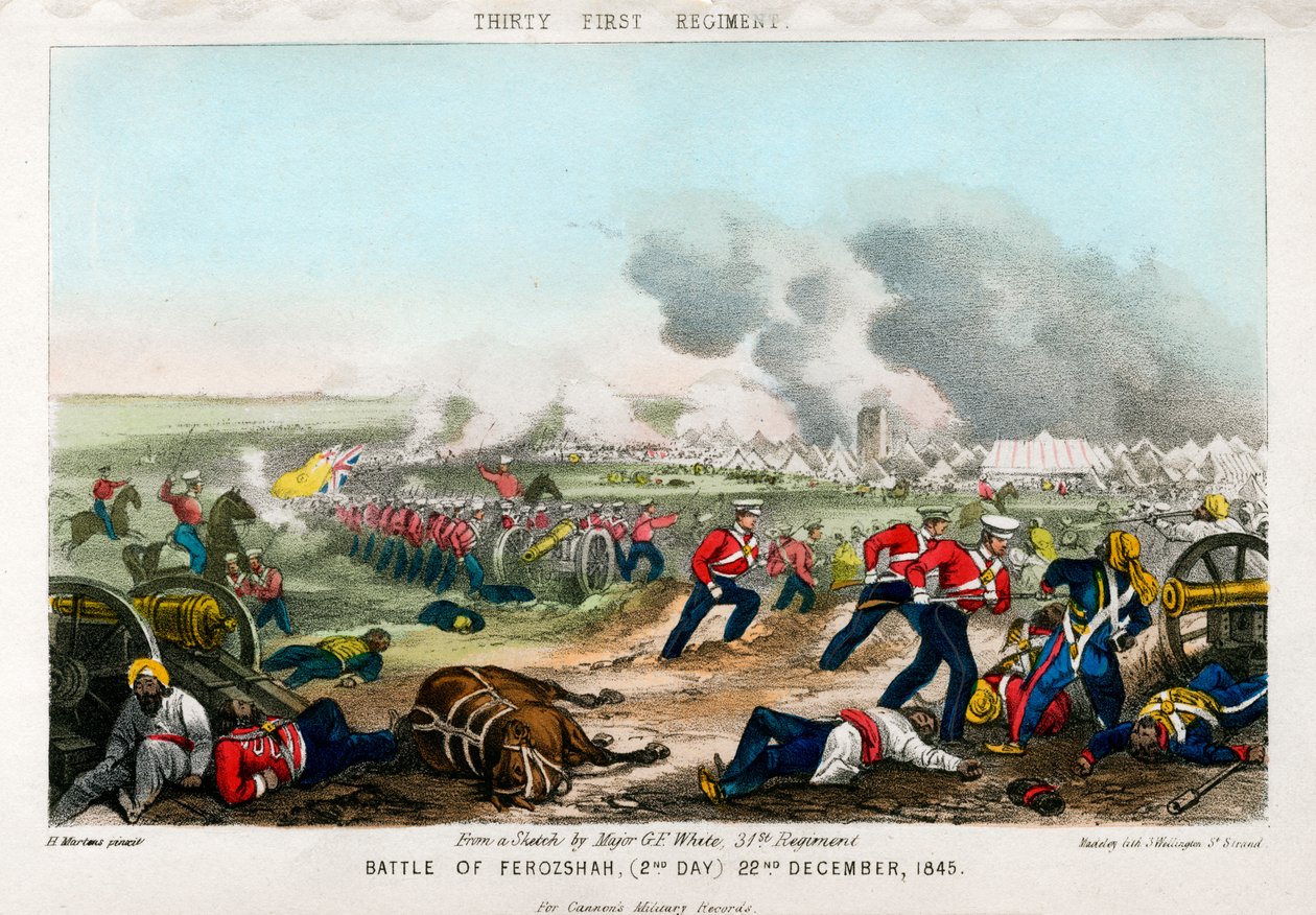 Trettiførste regiment, slaget ved Ferozeshah, 2. dag, 22. desember 1845 av Madeley