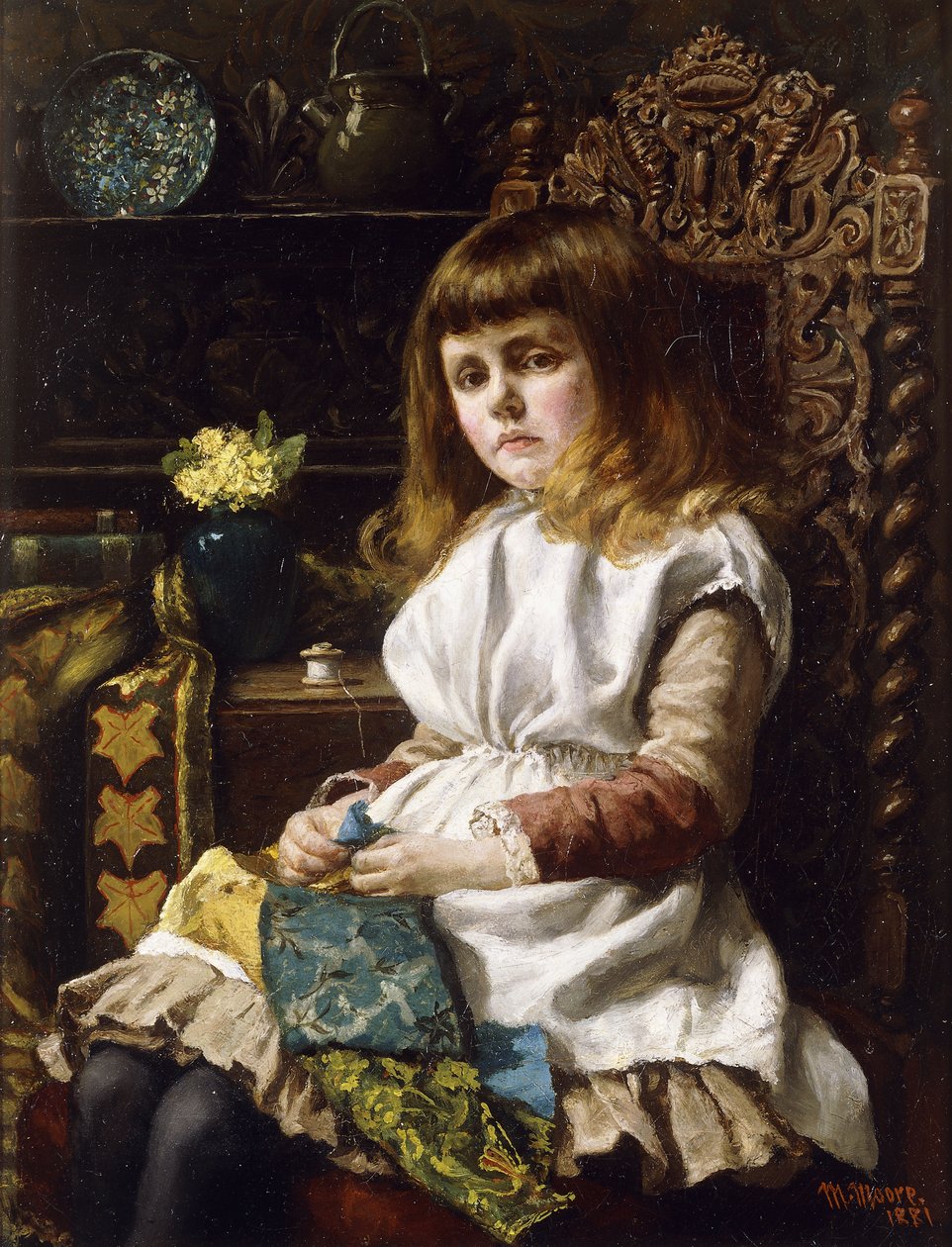 Trøtte fingre, 1881 av Madena Moore