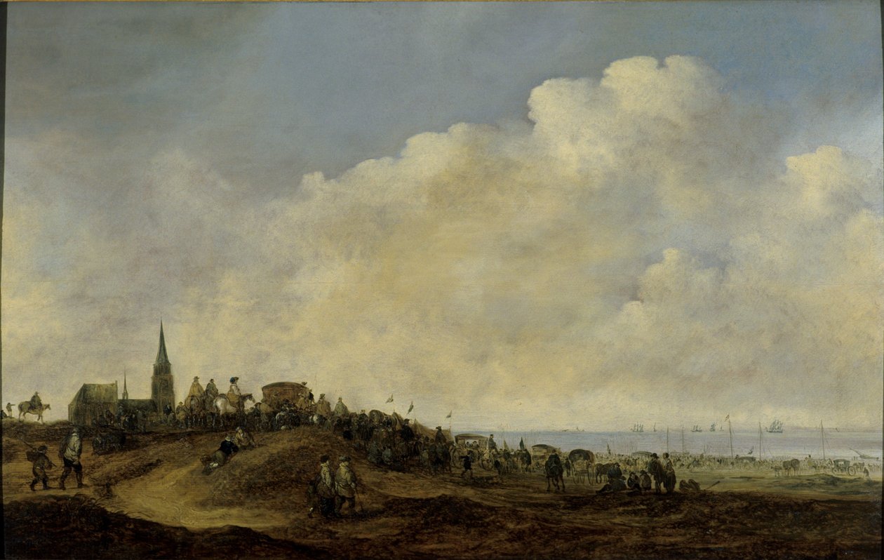 Vilhelm IIs avgang til England fra stranden ved Scheveningen, 1641 av Maerten Fransz van der Hulst