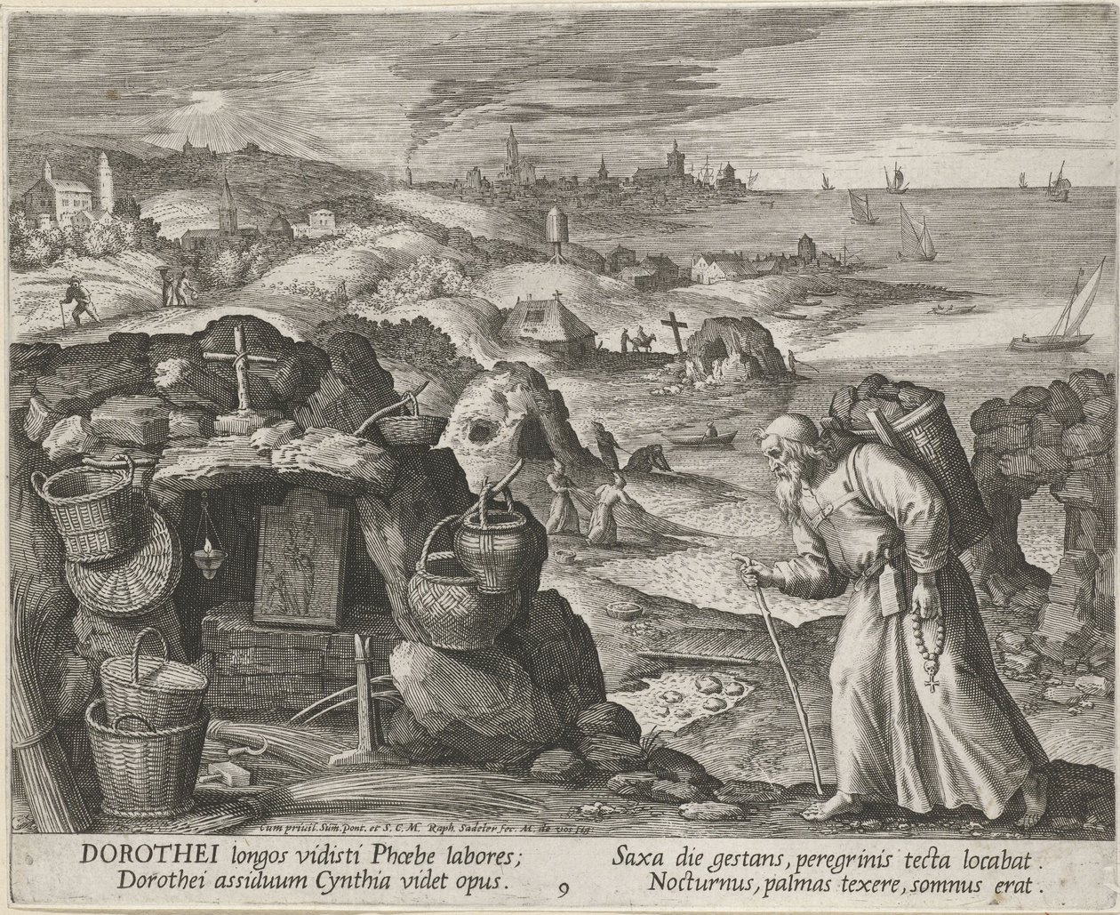 Saint Dorotheus av Gaza som eremitt, 1600. av Maerten Vos de