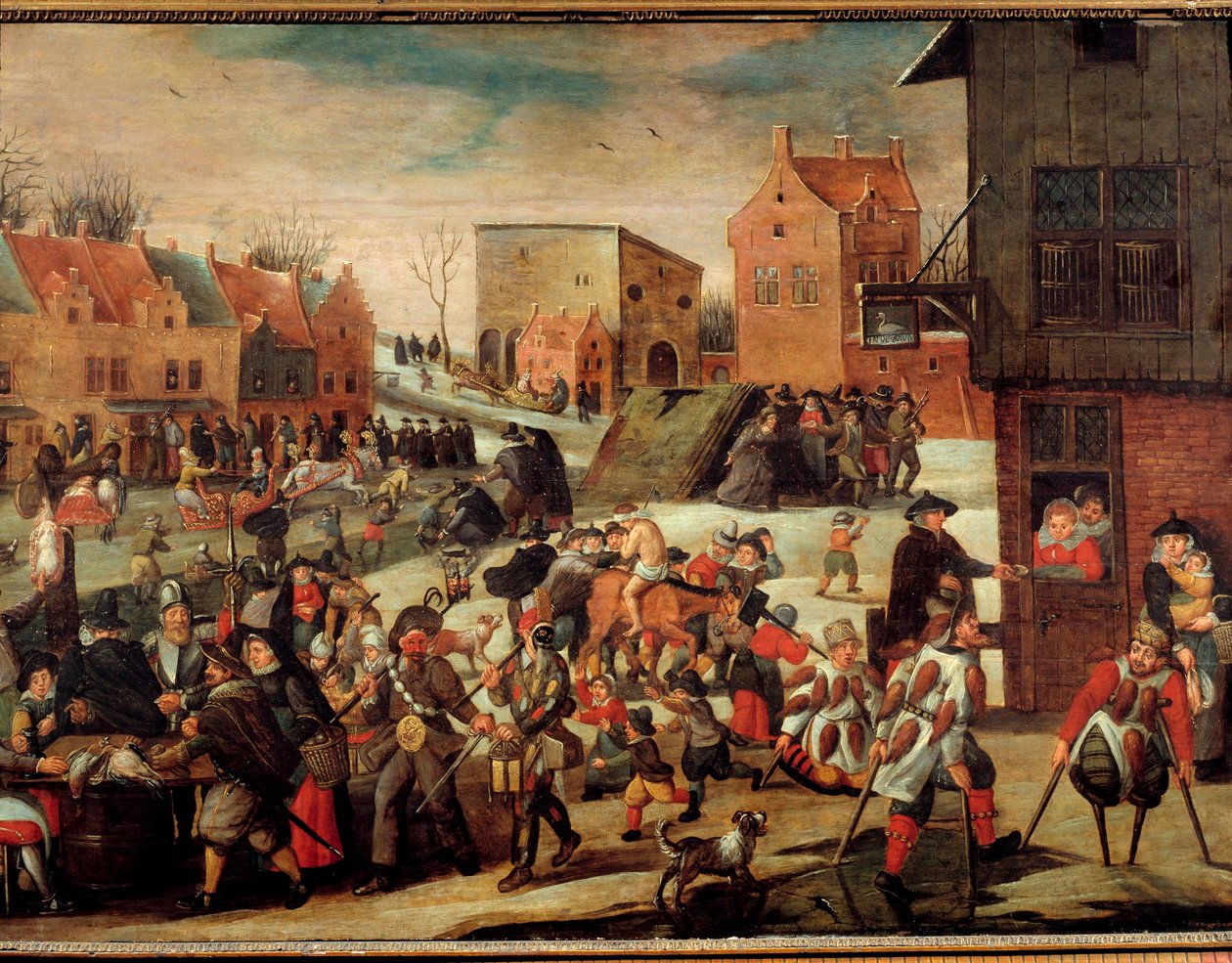 De krøplinger En skare av fattige og svake i en by (i Flandern?) (mirakeldomstolen). Maleri av Martin van Cleve (1527-1581) Troyes fra 1500-tallet, Musee des Beaux Arts av Maerten van Cleve