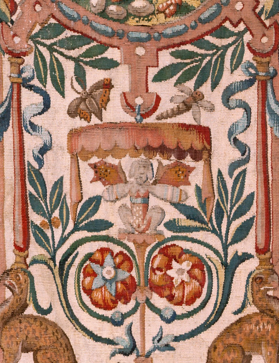 Bispedømmemuseum (Bispedømmemuseum). flamsk billedvev. Brussel. François Geubels verksted. Serien Historien om Gideon. Israelittene overlater sin del av byttet til Gideon. Silke og ull. Legat av Bisho av Maerten van Heemskerck