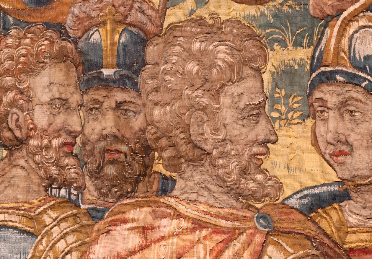 Bispedømmemuseum. flamsk billedvev. Brussel. Atelier Francois Geubels. Serien Story of Gideon. Krigerne er valgt. Silke og ull. Legat fra biskop Vicente Roca de la Serna. Barokk. 1534-1571, i ca av Maerten van Heemskerck