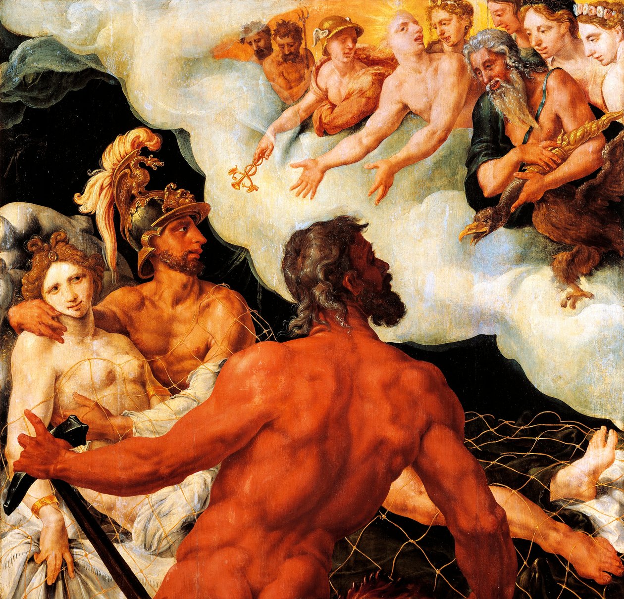 Mars og Venus fanget i Vulcans nett av Maerten van Heemskerck