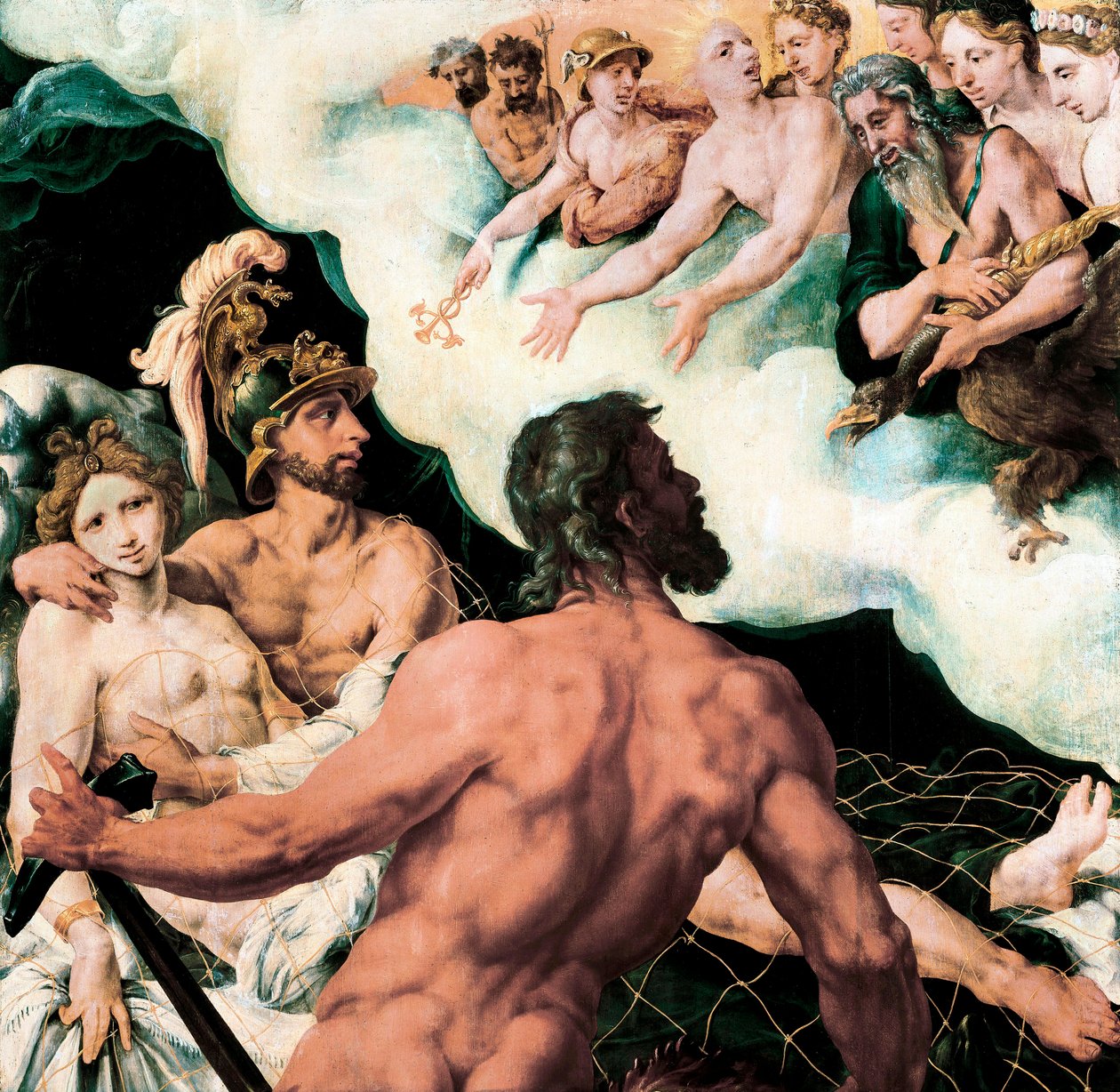 Mars og Venus fanget i Vulcans nett av Maerten van Heemskerck
