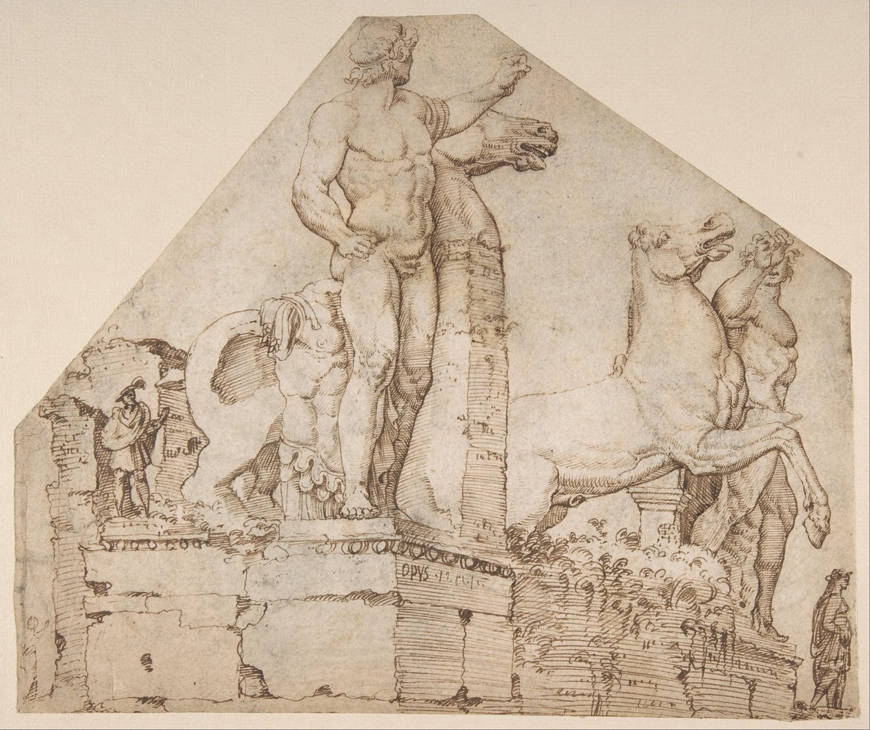 Dioscuri på Monte Cavallo, ca. 1533 (penn og brunt blekk) av Maerten van Heemskerck