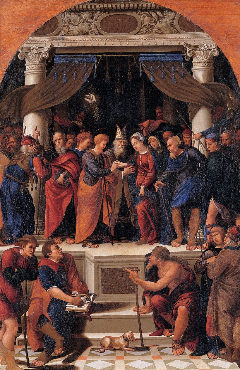 Jomfruens bryllup av Maestro dei dodici apostoli