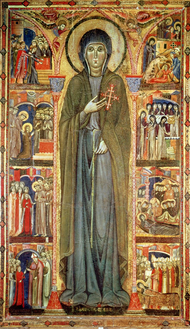 St. Clare med scener fra hennes liv (tempera på panel) av Maestro di Santa Chiara