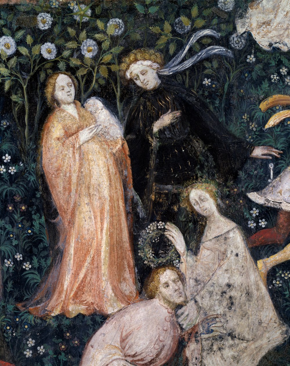Aristokrater på landsbygda, detalj fra mai måned, månedenes syklus av Maestro (attr. to) Venceslao
