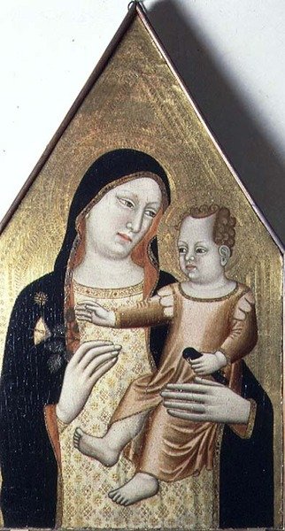 Madonna og barn, ca. 1340 (tempera på panel) av Maestro di Mezzana (fl.c 1340)
