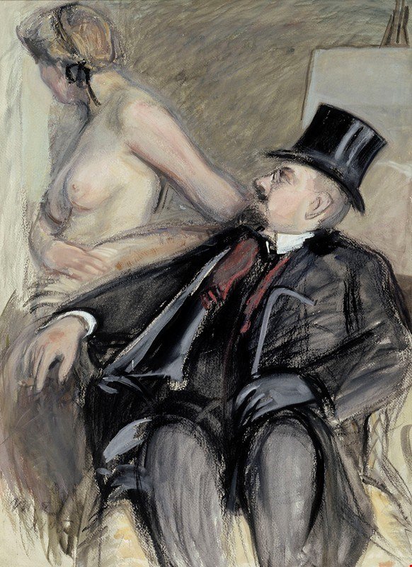 Arne Cederholm og malliArne Cederholm med en modellnSvenska: Arne Cederholm med en modell av Magnus Enckell