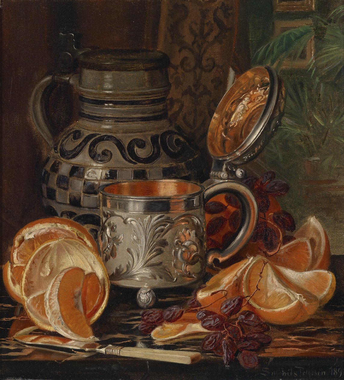 Stilleben med appelsiner av Magnus Otto Sophus Petersen