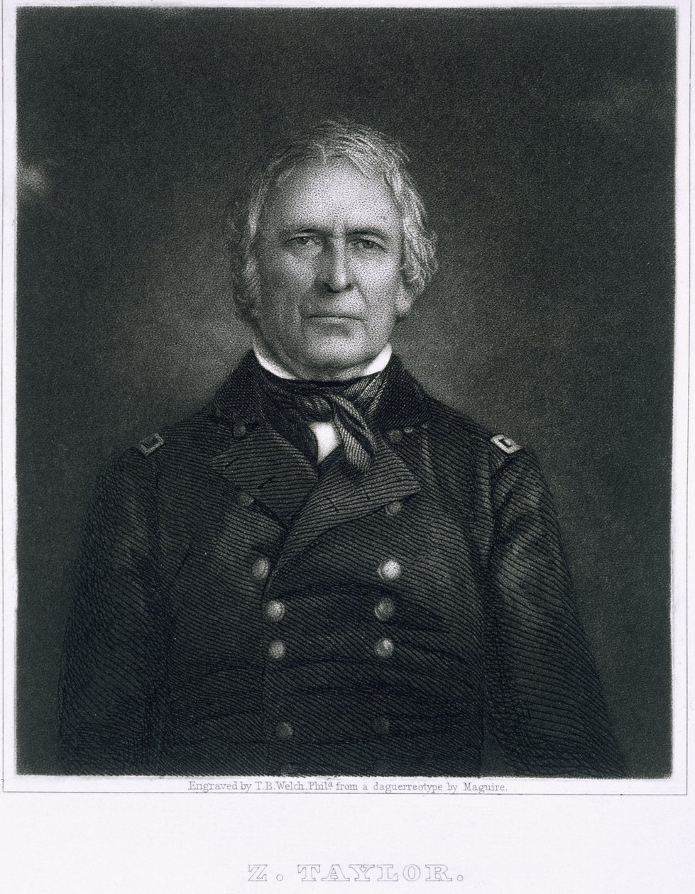 Zachary Taylor, gravert etter en daguerrotypi av Thomas B. Welch (1814-74) av Maguire