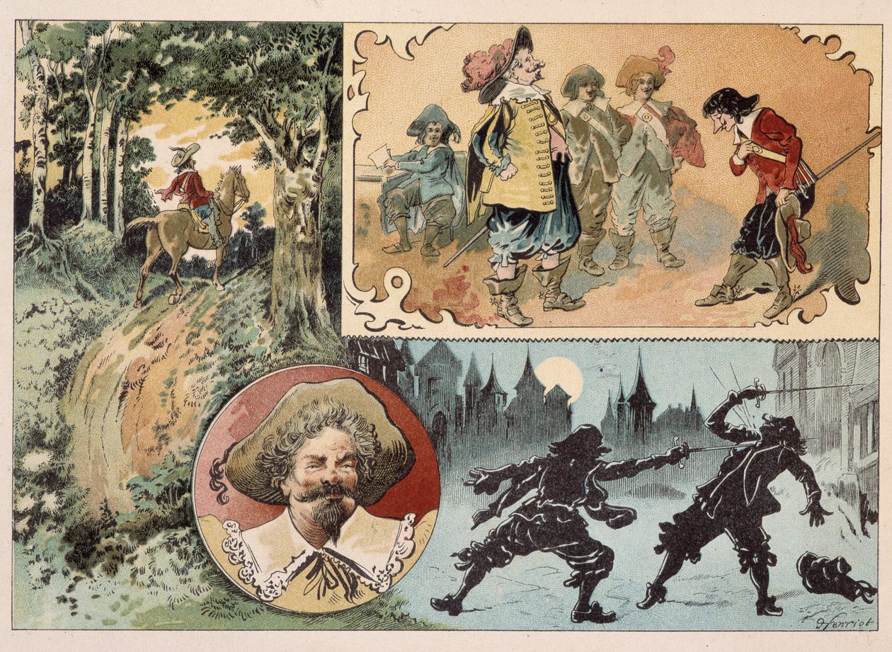 Cyrano de Bergerac, illustrasjon av romanen av Cyrano de Bergerac: "Den andre verden" av Henri Maigrot