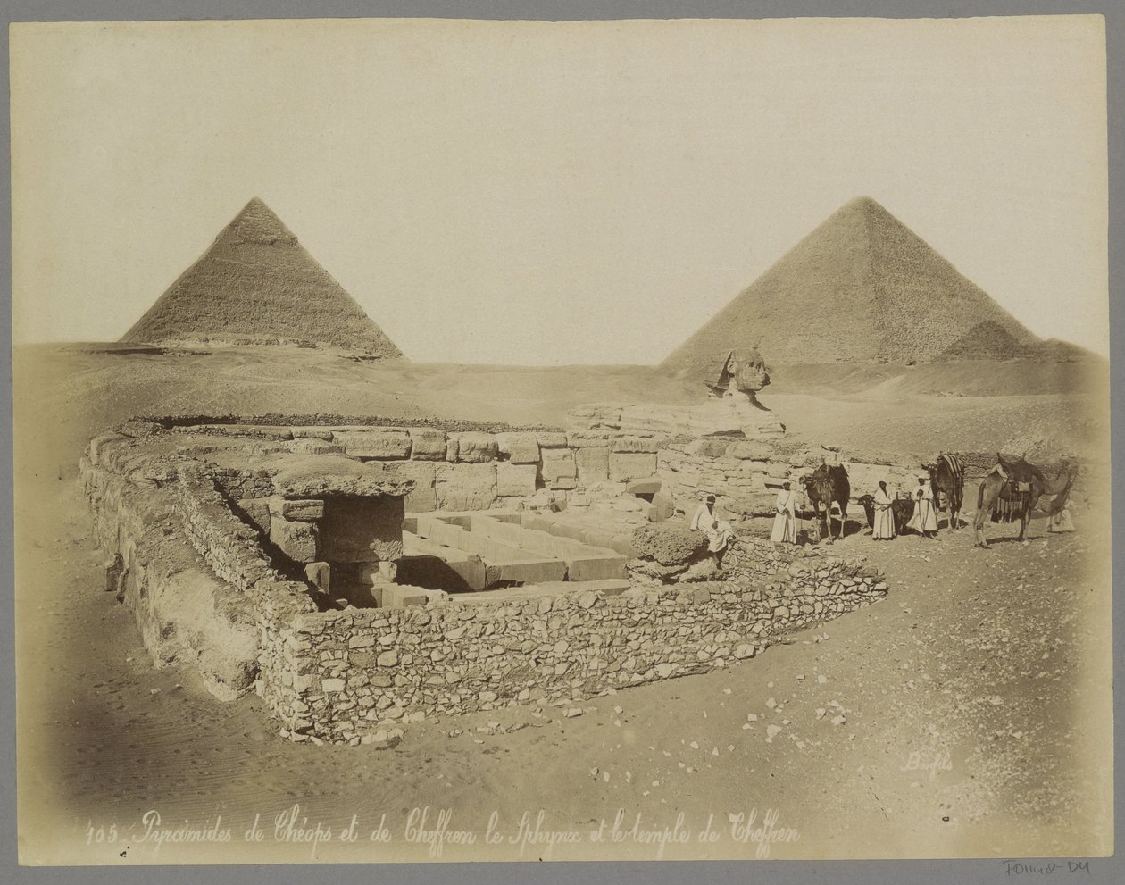 Piramides fra Cheops og Chephren, sfinxen og tempelet av Chefren Pyramids of Cheops og Cheffren the Sphynx og Temple of Cheffren (tittel på objekt) av Maison Bonfils