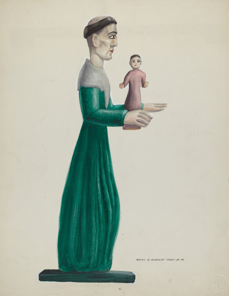Utskåret og malt tre Santo St. Joseph, 19351942. av Majel G. Claflin
