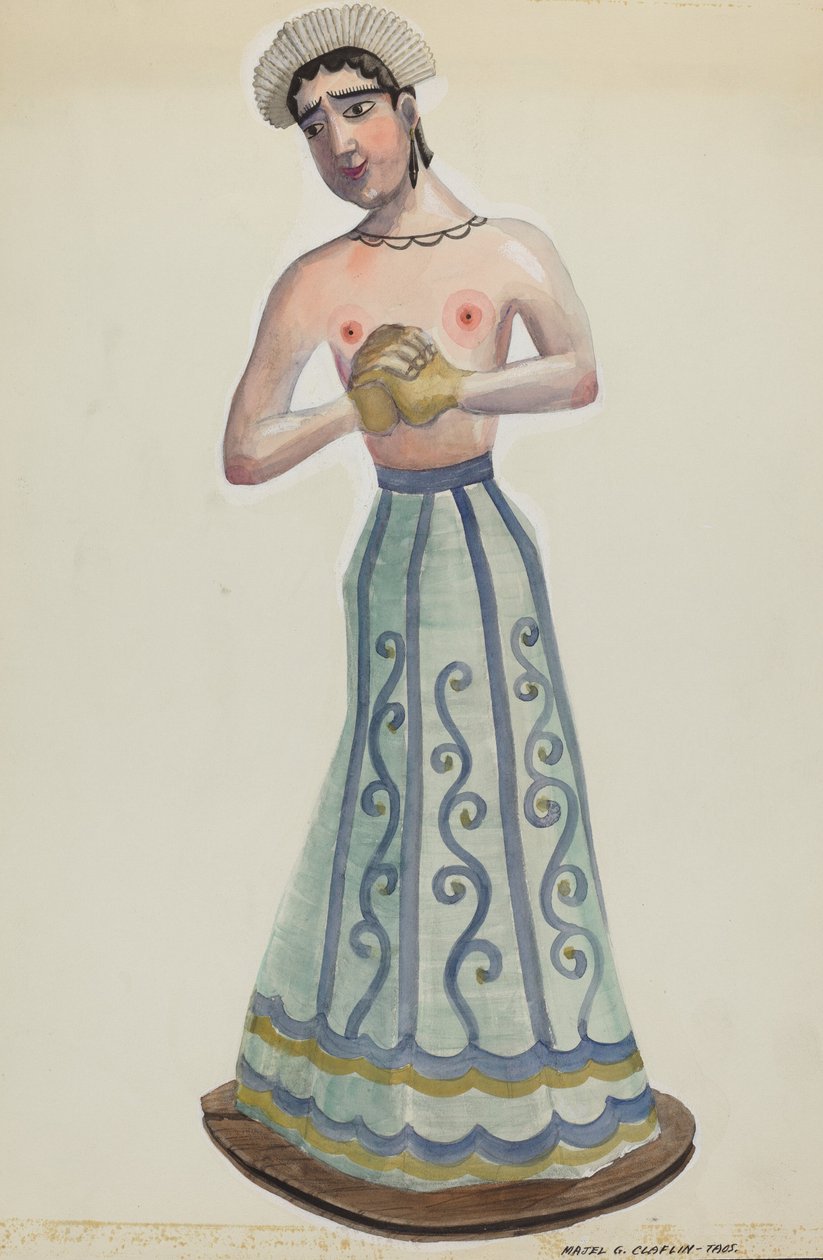 Julenissen en av åtte jomfruer sett forfra, ca. 1937. av Majel G. Claflin