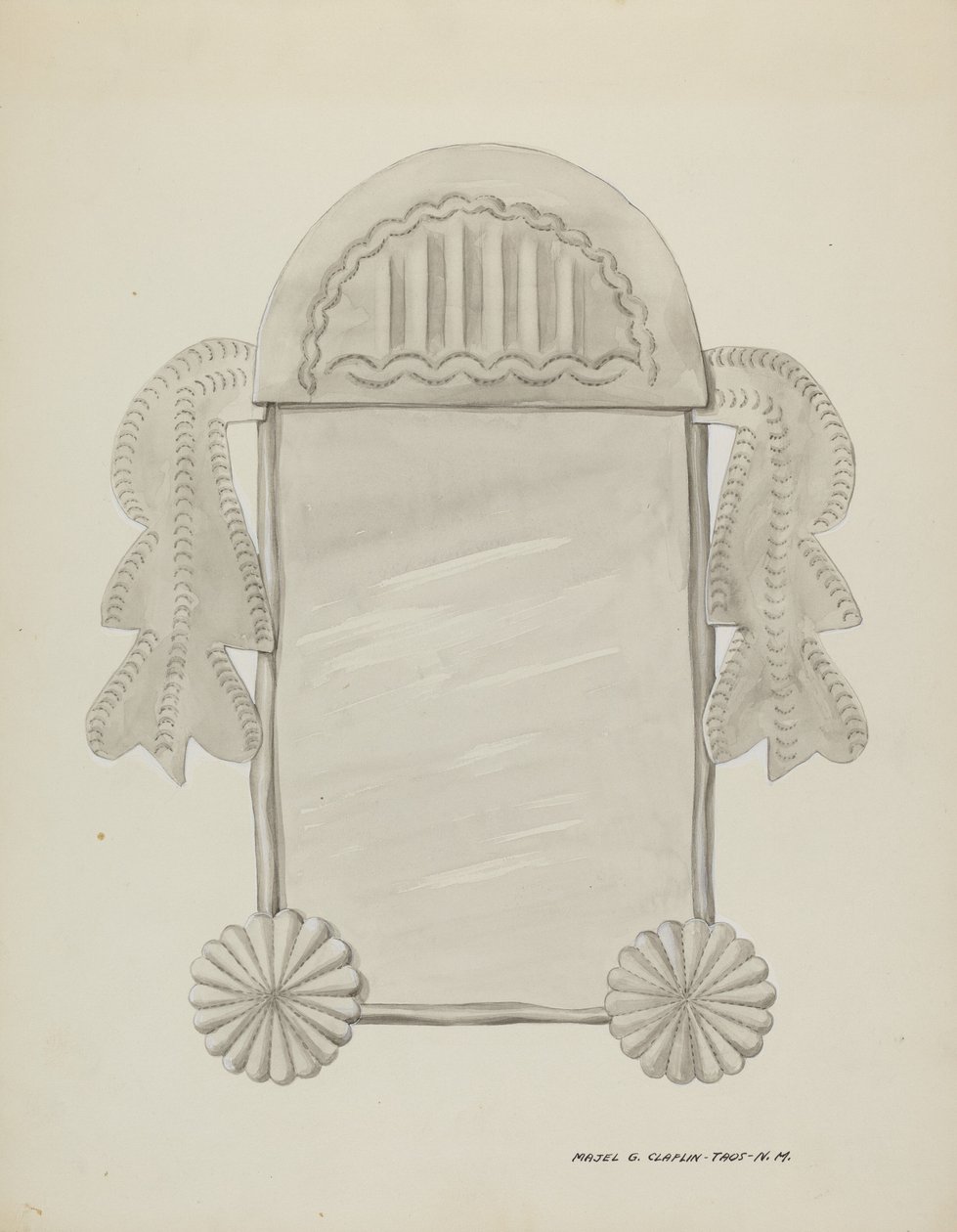 Lite tinnrammet speil, ca. 1937. av Majel G. Claflin